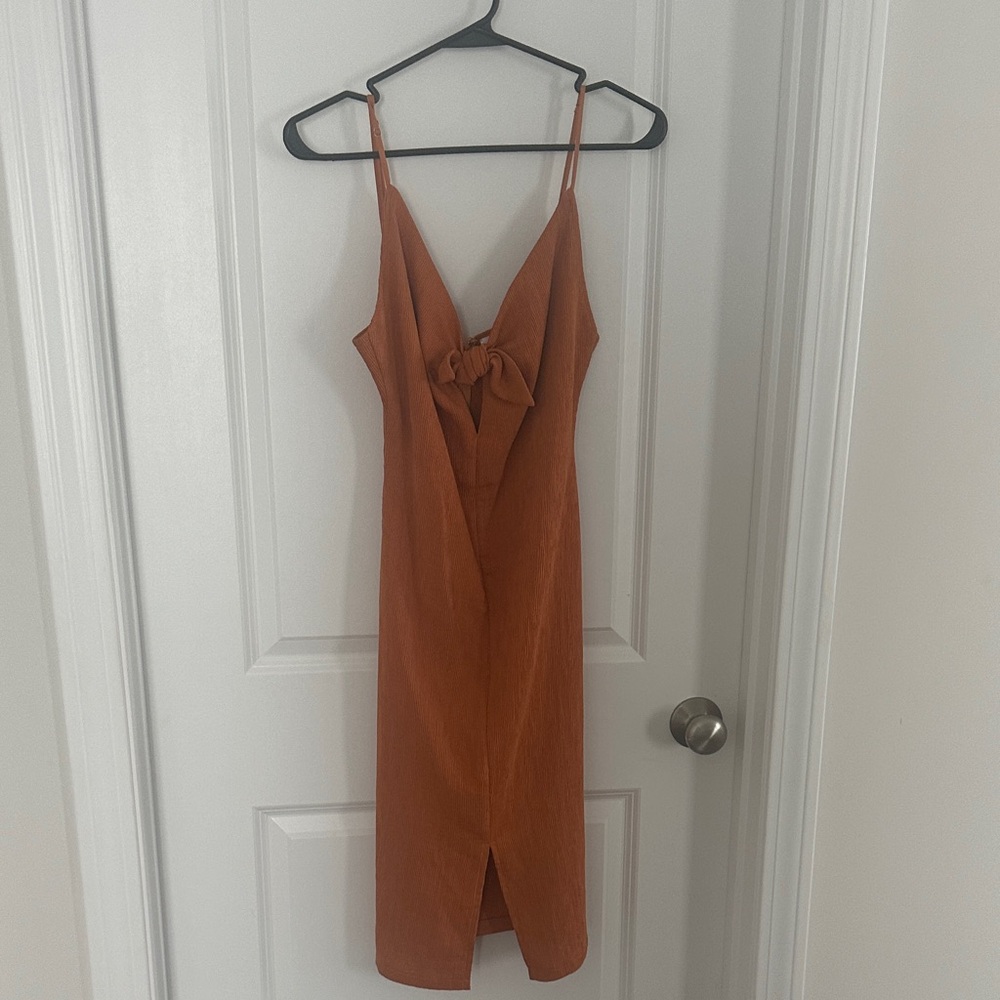 Astr Rust Orange Backless Dress